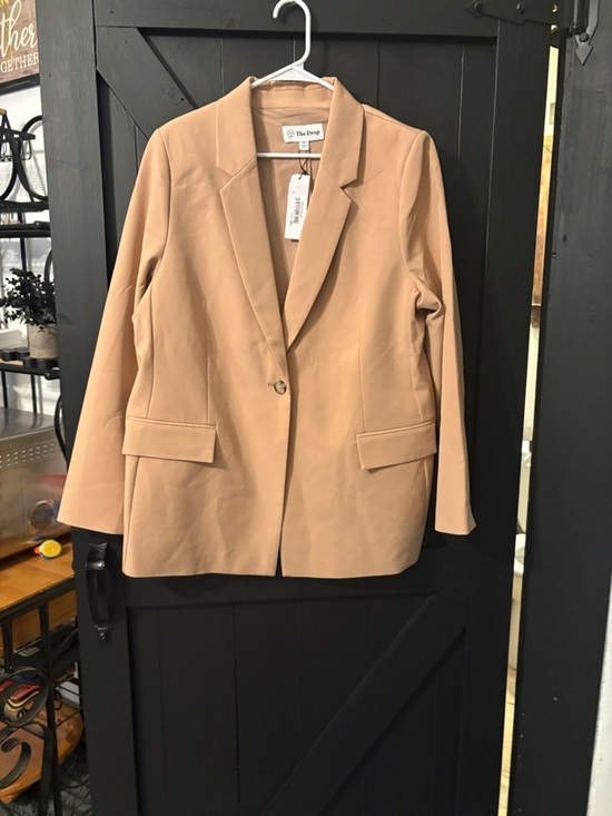 The Drop Jackets & Blazers - The Drop Women's Tan Single-Button Blazer
